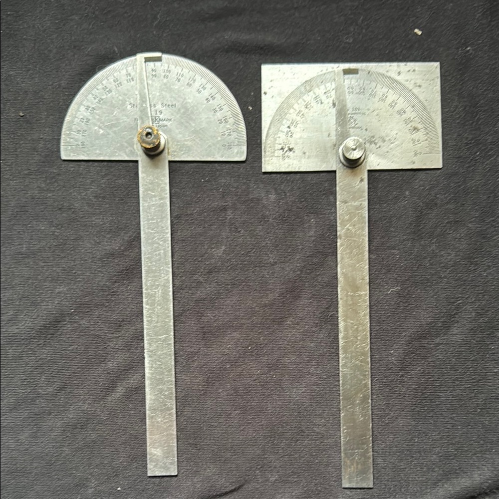 Silver Metal Protractors Set depth gauge